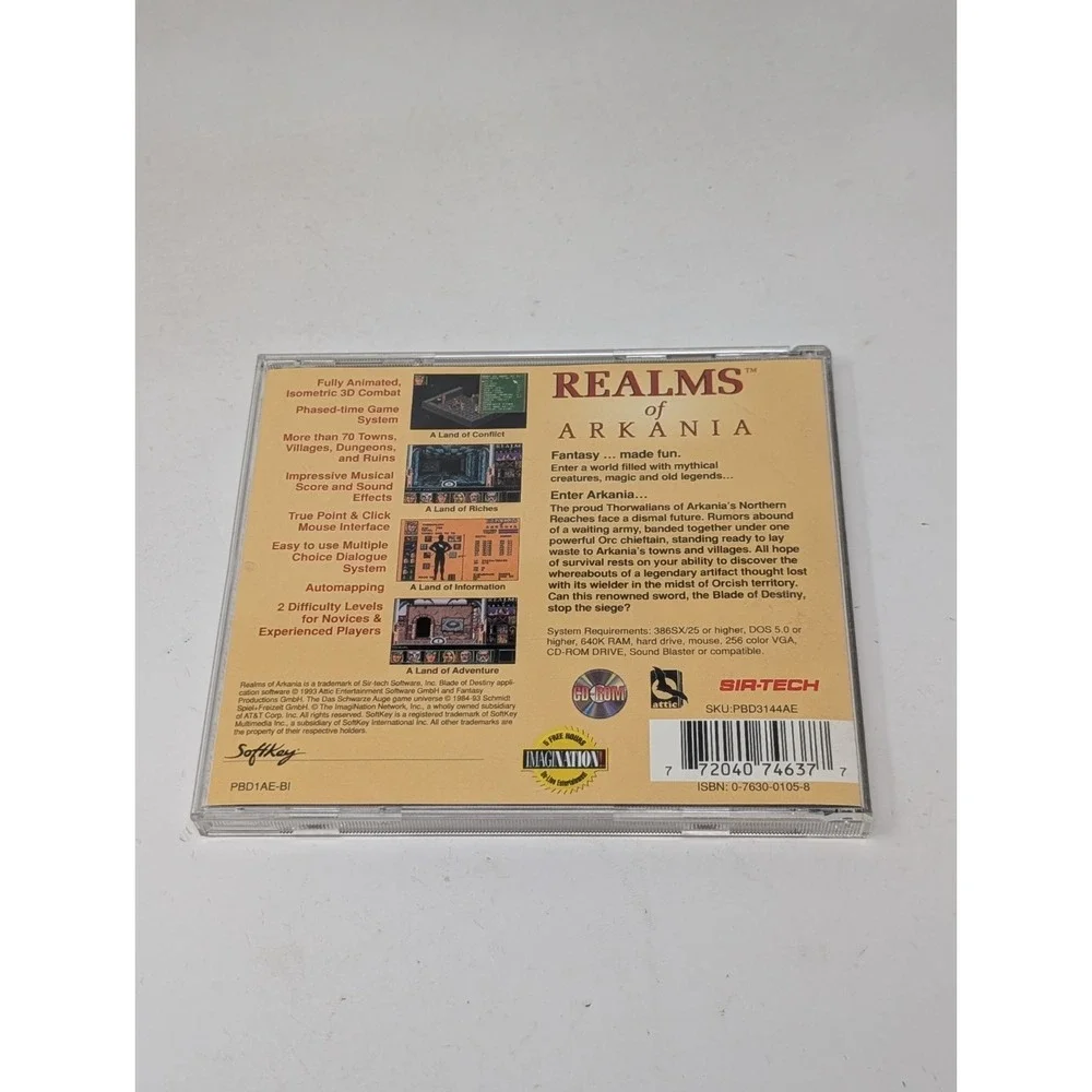 Realms of Arkania Blade of Destiny CD Rom SirTech Fantasy Adventure Game